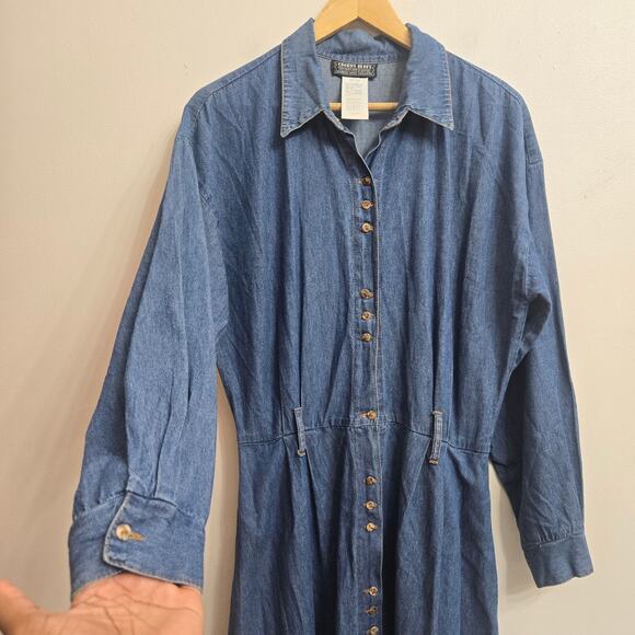 Chorus Blues Vintage 90s Western Country Cottage Denim Button Up Maxi Dress 8 - Picture 3 of 12